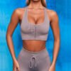 Drawstring Zipper Model Sports Long Sleeve Fitness Clothing Suit Women Cross Border Seamless Yoga Clothing