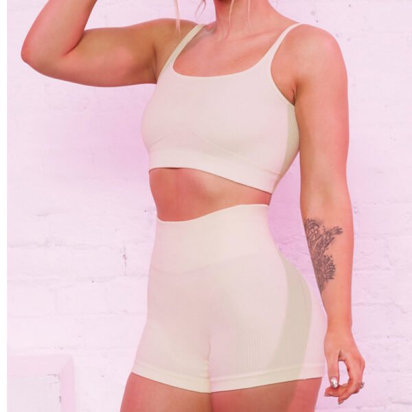 Chicken heart collar yoga clothing women's suit high waist yoga shorts threaded seamless bra fitness clothing