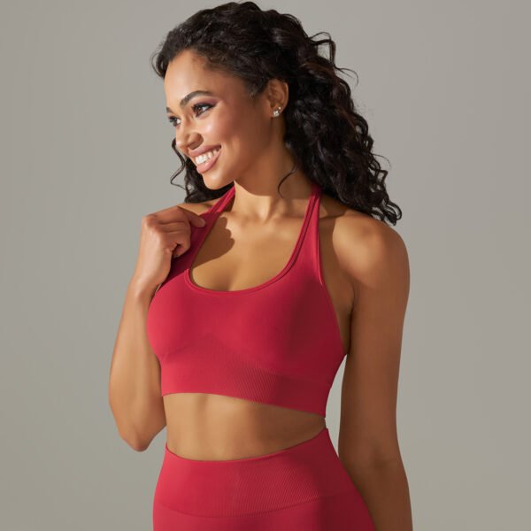 Seamless tight solid color back hanging neck backless sports underwear running fitness yoga clothing tops