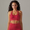 Seamless tight solid color back hanging neck backless sports underwear running fitness yoga clothing tops