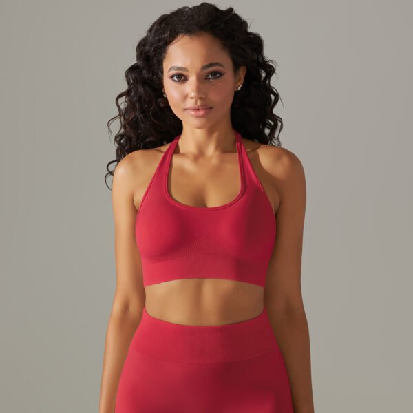 Seamless tight solid color back hanging neck backless sports underwear running fitness yoga clothing tops