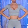 Sports Fitness Clothing Suit Women Threaded Short Sleeve Shorts Seamless Yoga Clothing