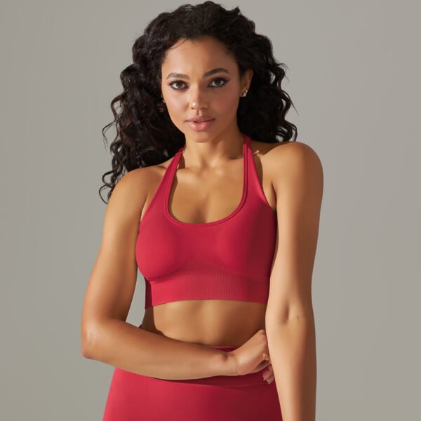 Seamless tight solid color back hanging neck backless sports underwear running fitness yoga clothing tops