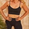 Seamless yoga wear Europe and the United States threaded knit suspenders shorts suit