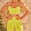 Seamless yoga wear Europe and the United States threaded knit suspenders shorts suit
