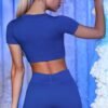 Sports Fitness Clothing Suit Women Threaded Short Sleeve Shorts Seamless Yoga Clothing