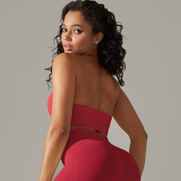 Seamless tight solid color back hanging neck backless sports underwear running fitness yoga clothing tops