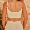 Seamless yoga wear Europe and the United States threaded knit suspenders shorts suit