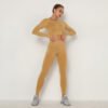 Seamless Yoga Clothing Set High Waist Peach Tight Exercise Long Sleeve Long Pants Two Piece Set