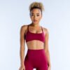 Seamless yoga backless halter sports fitness back shaping anti-slip female undershirt