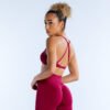 Seamless yoga backless halter sports fitness back shaping anti-slip female undershirt