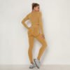 Seamless Yoga Clothing Set High Waist Peach Tight Exercise Long Sleeve Long Pants Two Piece Set