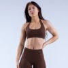 Seamless Yoga Backless Neck Plunge Bra Sports Fitness Back Shaping Anti-Shine Tank Top