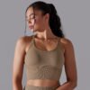 Solid color crossover back sports underwear tight shockproof high strength yoga fitness bra