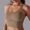 Solid color crossover back sports underwear tight shockproof high strength yoga fitness bra