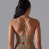Solid color crossover back sports underwear tight shockproof high strength yoga fitness bra