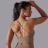 Solid color crossover back sports underwear tight shockproof high strength yoga fitness bra