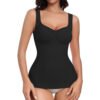 Women Tummy Control Shapewear Tank Tops Pleated Bustier Sweetheart Compression Tank Tops Body Shaper Camisole