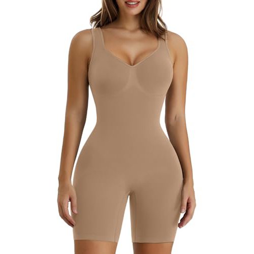 Women's Shaping Mid-Thigh Bodysuit Tummy Control Shapewear Seamless Sculpting Body Shaper
