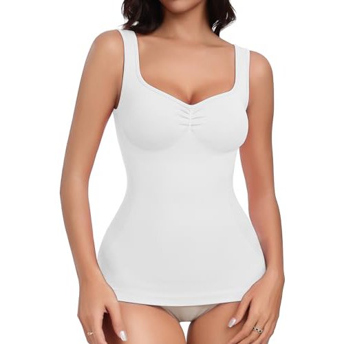 Women Tummy Control Shapewear Tank Tops Pleated Bustier Sweetheart Compression Tank Tops Body Shaper Camisole