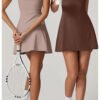 3e4a8c51-9f3b-4f1a-b612-f0f7c3b51230 Womens Square Neck Tennis Dress Sleeveless Built in Shorts Golf Athletic Dress with Pockets