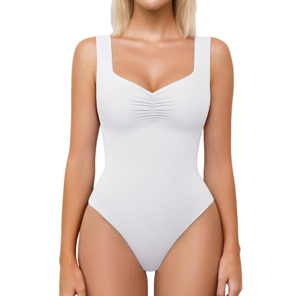 61-Luv+pCXL Bodysuits for Women Sweetheart Neck Ruched Body Suit Seamless Double Lined Tank Top Slimming