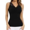 611giWTHTuL Womens Shapewear Tank Tops with Built in Bra Tummy Shaper Cami Compression Lace Camisole V Neck Slimming