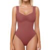 613zUjCFz1L Bodysuits for Women Sweetheart Neck Ruched Body Suit Seamless Double Lined Tank Top Slimming