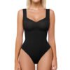 61KgyXJYcZL Bodysuits for Women Sweetheart Neck Ruched Body Suit Seamless Double Lined Tank Top Slimming