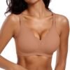 718DHzMjwHL Womens Seamless Bras No Underwire Supportive Wireless Push Up Full Coverage Bralette Comfort Scalloped T-Shirt Bra
