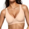 Womens Deep V Bras Wireless Comfortable Bra Supportive No Underwire Bras Tshirt Push Up Bralettes Plunge Seamless Bra