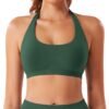 71EiYOyzvyL Women Workout Impact Bras Medium Low Support Halter Sports Bras Seamless Open Back Gym Padded Yoga Crop Top
