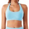 71+FrbOX2iL Women Workout Impact Bras Medium Low Support Halter Sports Bras Seamless Open Back Gym Padded Yoga Crop Top
