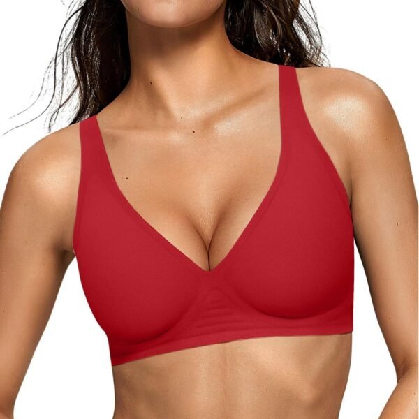 Womens Deep V Bras Wireless Comfortable Bra Supportive No Underwire Bras Tshirt Push Up Bralettes Plunge Seamless Bra