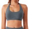 71NoHt1bd2L Women Workout Impact Bras Medium Low Support Halter Sports Bras Seamless Open Back Gym Padded Yoga Crop Top
