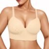 71ZM0FnQkDL Popilush Bras for Women No Underwire Supportive Push Up Bralettes Wireless Full Coverage Plus Size T-Shirt Bra