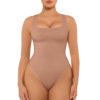 71aN9BPr2-L Bodysuits for Women Seamless Square Neck Tummy Control Compression Thong Shapewear Bodysuit Tank Tops Bodysuit