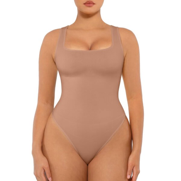 71aN9BPr2-L Bodysuits for Women Seamless Square Neck Tummy Control Compression Thong Shapewear Bodysuit Tank Tops Bodysuit