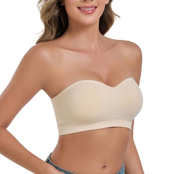 71gyt7ygaJL Strapless Bras for Women Wirefree Non-Slip Tube Top Invisible Bralette Seamless Padded Bandeau Bra