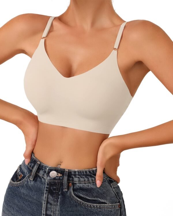 71krjVnjQsL Women's Inbarely Triangle Bralette Plunge Unlined Seamless Bra No Underwire Sexy Comfortable Everyday