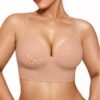 71m+fOT1q3L Popilush Bras for Women No Underwire Supportive Push Up Bralettes Wireless Full Coverage Plus Size T-Shirt Bra