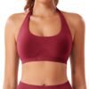 71thjJIVxBL Women Workout Impact Bras Medium Low Support Halter Sports Bras Seamless Open Back Gym Padded Yoga Crop Top