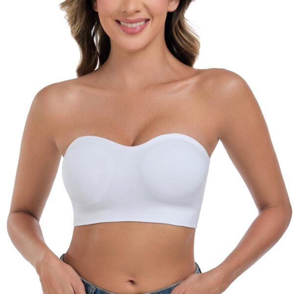 71w036IqqyL Strapless Bras for Women Wirefree Non-Slip Tube Top Invisible Bralette Seamless Padded Bandeau Bra
