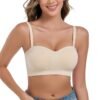 815xiiBA45L Strapless Bras for Women Wirefree Non-Slip Tube Top Invisible Bralette Seamless Padded Bandeau Bra