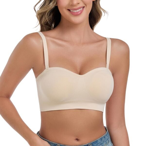 815xiiBA45L Strapless Bras for Women Wirefree Non-Slip Tube Top Invisible Bralette Seamless Padded Bandeau Bra